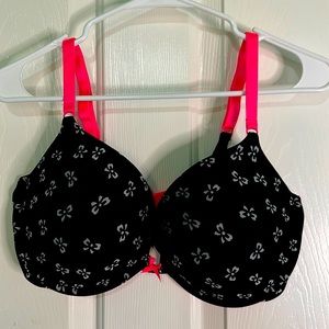 Victoria’s Secret push-up bra black/ hot pink,size 38 DD in excellent condition